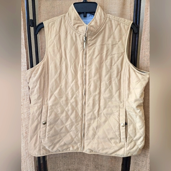 Ralph Lauren Jackets & Blazers - Women's Reversable Ralph Lauren Beige/Light Blue Quilted Vest Medium to Large